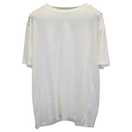 Valentino Garavani-Valentino Garavani Rockstud Shoulder T-shirt in White Cotton-White