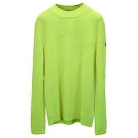 Moncler-Moncler Knit Sweatershirt in Neon Yellow Wool-Yellow