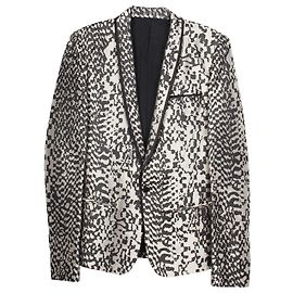 Blazer Haider Ackermann con stampa animalier in seta nera e argento Altro