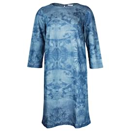 Stella Mc Cartney-Stella McCartney Mini-robe à imprimé paysage en coton bleu-Bleu