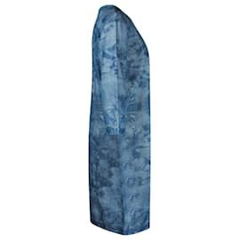 Stella Mc Cartney-Mini abito Stella McCartney con stampa paesaggio in cotone blu-Blu
