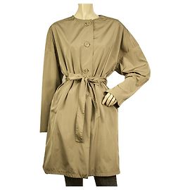 Aspesi Beige Taft Polyester Mac Trenchjacke Ungefütterter Mantel Größe XS Beige