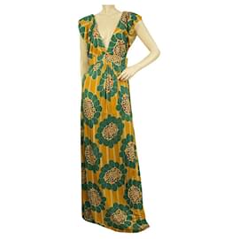 Autre Marque-T - Bags Los Angeles Floral Yellow Teal Jersey Open Back Maxi Dress talla M-Multicolor