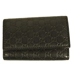 Gucci Blue Leather Microguccissima Monogram Logo GG Web Key Holder Box Azul