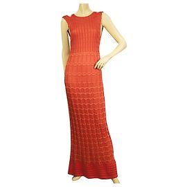 Vestido largo ajustado sin mangas de punto rojo coral de M Missoni Coral