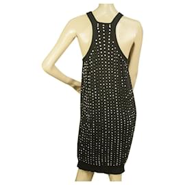 Stella Mc Cartney-Stella McCartney Mini-robe débardeur en coton sans manches à sequins argentés noirs taille 42-Gris anthracite