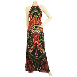Robe de soirée Ted Baker Tropical Floral Toucan sans manches Halter Maxi taille 0 Multicolore