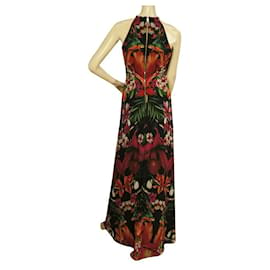 Ted Baker-Ted Baker Tropical Floral Toucan Sleeveless Halter Maxi Evening Dress size 0-Multiple colors