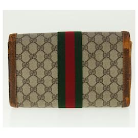 Gucci-GUCCI Web Sherry Line GG Canvas Clutch Bag PVC Leather Beige Green Auth 40002-Red,Beige,Green
