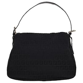Fendi-FENDI Zucchino Canvas Mamma Baguette Sac à bandoulière Noir Auth fm2228-Noir
