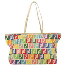 Fendi-FENDI Zucca Canvas Tote Bag Multicolore Auth 39707-Multicolore