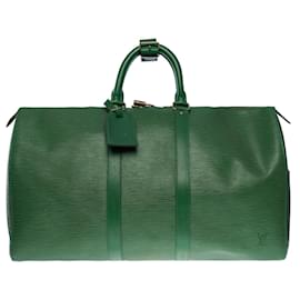 Louis Vuitton-LOUIS VUITTON Keepall Bags in Green Leather - 101196-Green