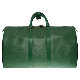 Louis Vuitton-LOUIS VUITTON Keepall Bags in Green Leather - 101196-Green