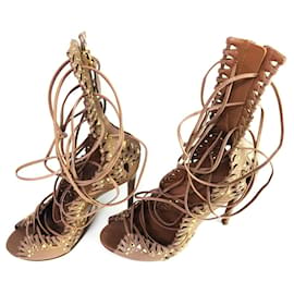 Alaïa-leather sandal-Beige