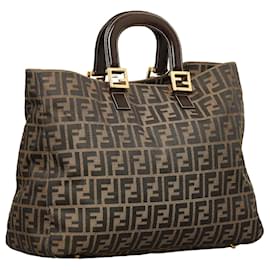 Fendi-Fendi Brown Zucca Tote Bag-Marron