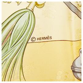 Hermès-Hermes Yellow Plumes et Grelots Silk Scarf-Other