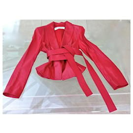 Dior-Jaqueta vermelha Dior de couro cordeiro-Vermelho