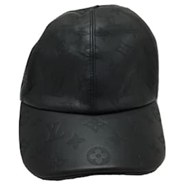 Louis Vuitton-**Louis Vuitton Black Leather Cap-Black