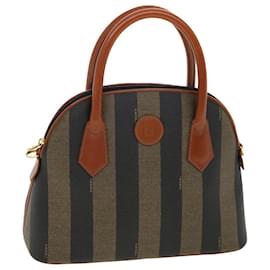Fendi-FENDI Pecan Canvas Sac à main Nylon Noir Marron Auth yk6426-Marron,Noir
