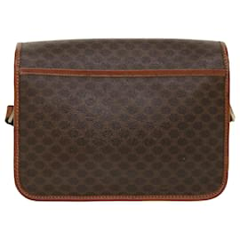 Céline-CELINE Macadam Canvas Shoulder Bag PVC Leather Brown Auth 39968-Brown
