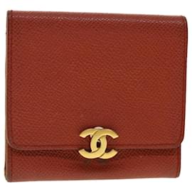 Chanel-CHANEL Coin Purse Caviar Skin Red CC Auth 40052-Red