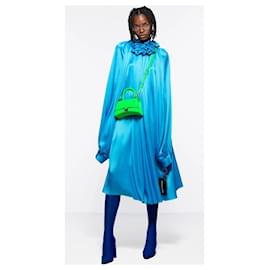 Balenciaga-Balenciaga Low Back V Neck Dress-Blue