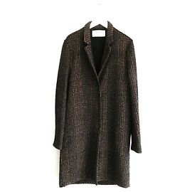 Harris Wharf London Harris Wharf Tinsel Check Casaco Leve Marrom Preto