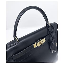 Hermès-KELLY HANDBAG 28 CM IN BLACK BOX LEATHER-Black