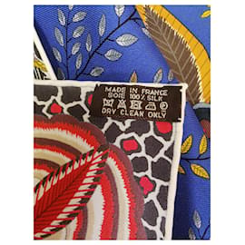 Hermès-Foulard hermès fleurs d'afrique du sud 140-Vert,Orange,Bleu clair