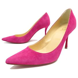 Christian Louboutin-CHAUSSURES CHRISTIAN LOUBOUTIN ESCARPINS DECOLTISH 36.5 EN DAIM ROSE SHOES-Fuschia