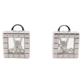 BOUCLES D'OREILLES CHOPARD ICE CUBE DIAMONDS OR BLANC 18K ET DIAMANTS EARRINGS Argenté