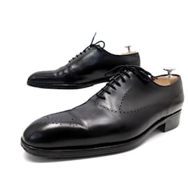 JM Weston-JM WESTON SAVILE SHOES 582 Richelieu 7.5D 41.5 BLACK FLORAL TOE SHOES-Black