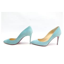Christian Louboutin-NEW CHRISTIAN LOUBOUTIN SHOES PIGALLE FOLLIES PUMPS 36 SUEDE SHOES-Turquoise