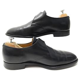 John Lobb-JOHN LOBB SHOES LOAFERS WITH FOULD BUCKLE 8EE 42 L LEATHER LOAFERS SHOES-Black
