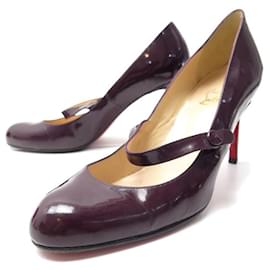 Christian Louboutin-CHRISTIAN LOUBOUTIN WALLIS SHOES 100 Mary Jane 39 PATENT LEATHER SHOES-Dark red