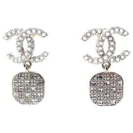 Chanel-NINE EARRINGS CHANEL PAVAGE IN GOLD STEEL STRASS NEW GOLDEN EARRINGS-Golden