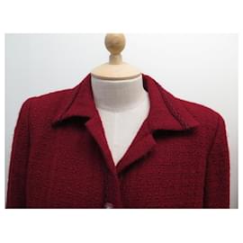 Chanel-CHANEL CREATIONS COAT LONG LION HEAD BUTTONS M 38 IN TWEED COAT-Dark red