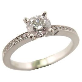 CHOPARD SOLITAIRE RING 829074-9006 FOR EVER T50 IN PLATINUM DIAMONDS 0.5ct Silvery