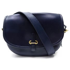 Hermès BOLSA DE OMBRO VINTAGE HERMES BOLA DE GOLFE EM COURO AZUL MARINHO Azul marinho