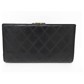Chanel-VINTAGE CHANEL WALLET CLASP TIMELESS QUILTED BLACK LEATHER WALLET-Black