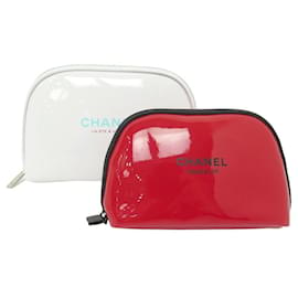 Chanel-LOT 2 CHANEL KITS A SUMMER IN VENICE AND MAKE UP PATENT LEATHER RED WHITE POUCH-Red