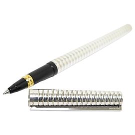 ST DUPONT ROLLERBALL PEN AUS SILBEREM METALL, SILBERNER STAHLSTIFT Silber