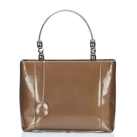 Dior-Malice Patent Leather Handbag-Brown