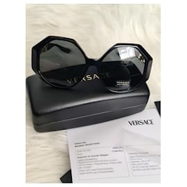 Versace-VERSACE VE4395 Óculos de sol (VE4395 GB1/87 59) - Com hardware tom de ouro-Preto