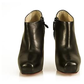 Christian Louboutin-Christian Louboutin Black Leather miss 120 Nappa Ankle Booties Size 38-Black