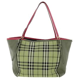 Burberry-BURBERRY Nova Check Shoulder Bag Nylon Beige Auth yk6502-Beige