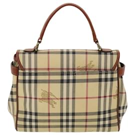 Autre Marque-Burberrys Nova Check Hand Bag PVC Leather Beige Auth 39775-Beige