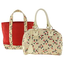 Burberry-BURBERRY Hand Bag Canvas 2Set Beige Red Auth ti1012-Red,Beige