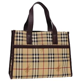Burberry-BURBERRY Hand Bag PVC Leather Beige Auth yk6420-Beige
