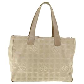 Chanel-CHANEL New Travel Line Shoulder Bag Canvas Beige CC Auth 39766-Beige